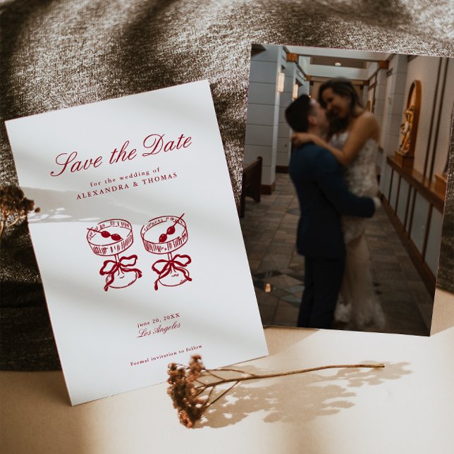 Moderne kalligraphische Rote Hochzeit retten das D Einladung (Von Creator hochgeladen)