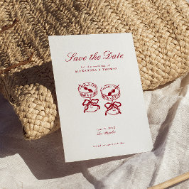 Moderne kalligraphische Rote Hochzeit retten das D Einladung