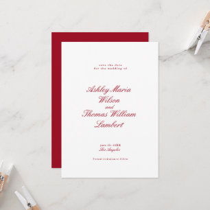 Moderne kalligraphische Rote Hochzeit retten das D Einladung
