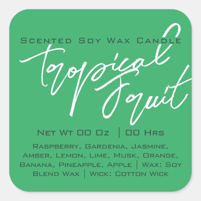 Moderne kalligraphische Schriftzeichen mit hellgrü Quadratischer Aufkleber (Vorderseite)