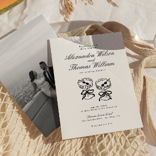 Moderne kalligraphische Schwarz-Weiß-Hochzeit Einladung