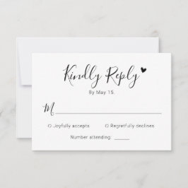 Moderne kalligraphische Script Heart Wedding RSVP Karte