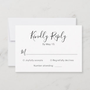 Moderne kalligraphische Script Heart Wedding RSVP  Karte
