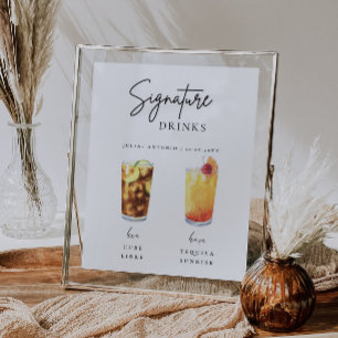 Moderne kalligraphische Signatur Drink Wedding Bar Poster