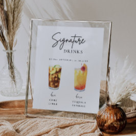 Moderne kalligraphische Signatur Drink Wedding Bar Poster
