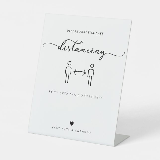 Moderne kalligraphische Skripte Sichere Distanzier Sockelschild (Vorderseite)