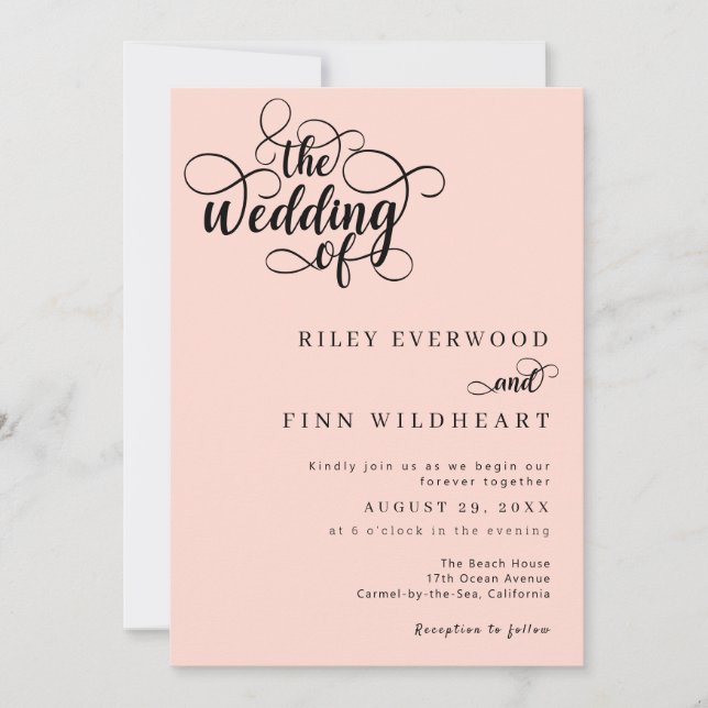 Moderne kalligraphische Skripteinladung zum Hochze Einladung (Vorderseite)