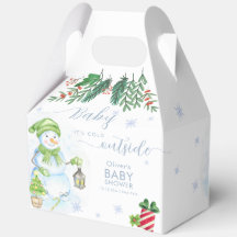 Moderne Kälte draußen Floral Schneemann Baby Showe
