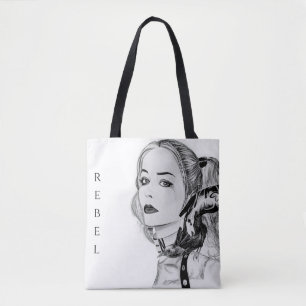 Moderne kantige Punk-Girl- und Raben-Rebell-Tasche
