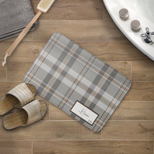 Moderne Karierte Cloud Gray Bath Mat Badematte (Von Creator hochgeladen)