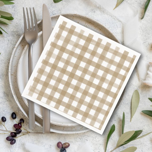 Moderne Karierte Hochzeit mit Gold und Weiß Serviette (Von Creator hochgeladen)
