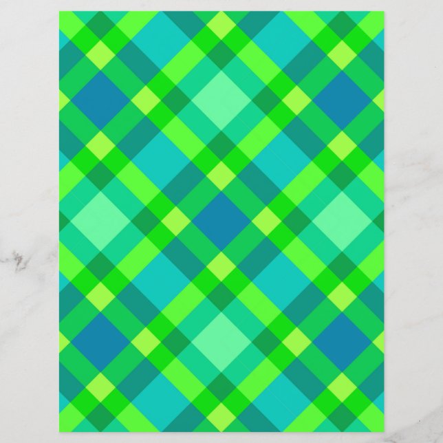 Moderne Karierte Jade Green & Turquoise aus dem Mi (Vorderseite)