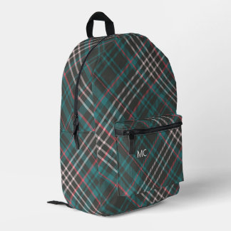 Moderne Karierte Monogramm-Initialen für stilvolle Bedruckter Rucksack