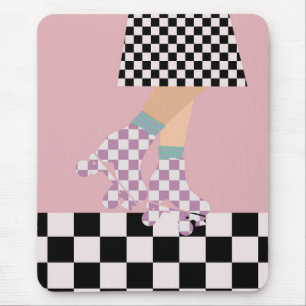 Moderne karierte Rollschuh laufende Mädchenkunst K Mousepad