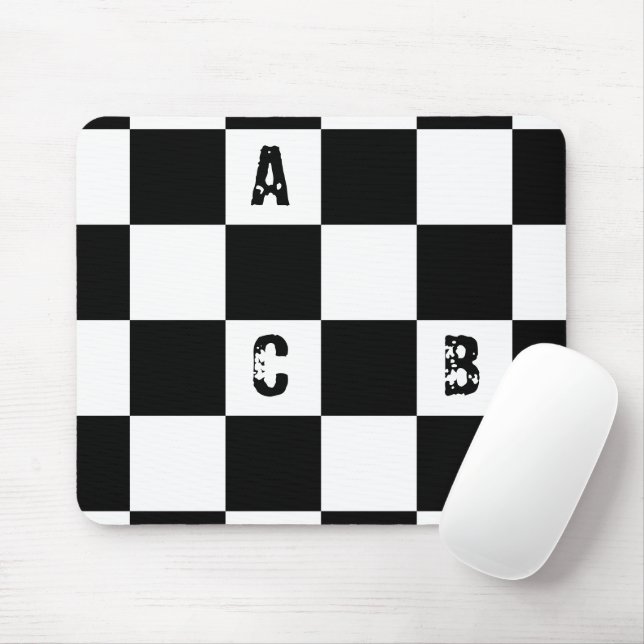 Moderne karierte schwarzweiße Alphabete Mousepad (Mit Mouse)