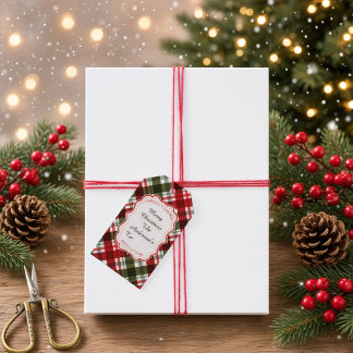 Moderne Karierte Weihnachts- und Bibelvers-Geschen Geschenkanhänger