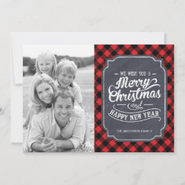 Moderne Karierte Weihnachtsfotokarten Feiertagskarte