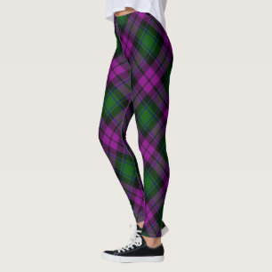Moderne Karo Fuchsienviolett und Grün Leggings
