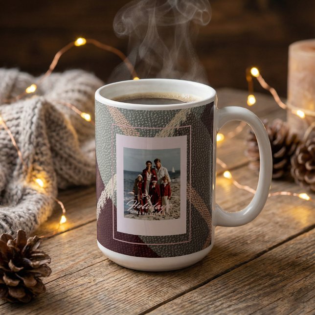 Moderne Karo-Rustikal-Foto-Weihnachts-Kaffeetasse Kaffeetasse (Von Creator hochgeladen)