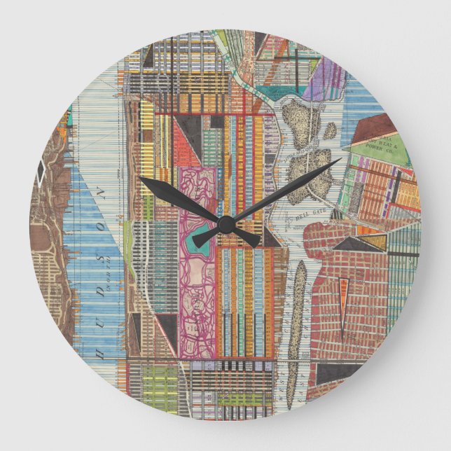 Moderne Karte von New York III Große Wanduhr (Vorderseite)