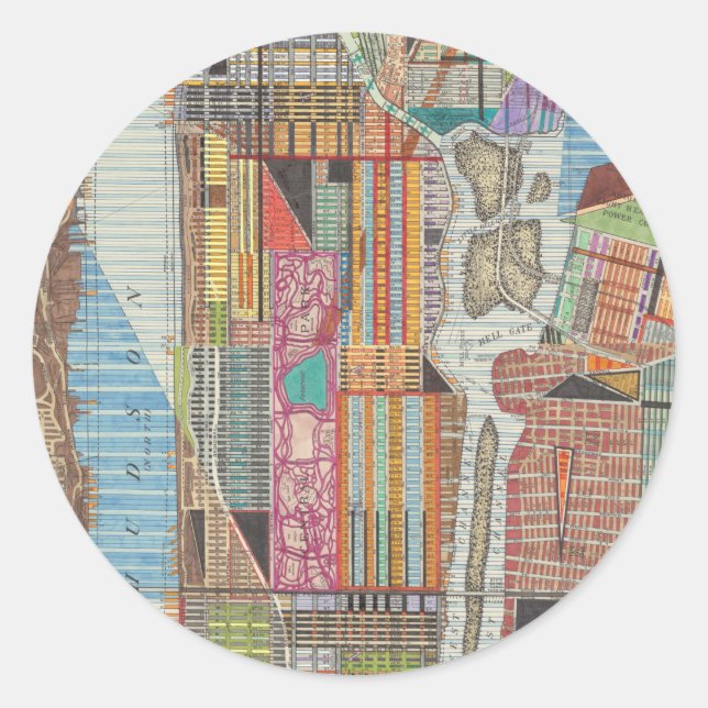 Moderne Karte von New York III Runder Aufkleber (Vorderseite)