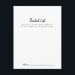 Moderne Karten für die Liste der Hochzeitstorys<br><div class="desc">Diese modernen Eimerkarten sind die ideale Ergänzung für einen rustikalen Hochzeitsempfang oder ein Brautparty. Das einfache und elegante Design zeichnet sich durch klassische und extravagante Schriftzeichen in Schwarz und Weiß aus. Ändern Sie den Wortlaut in Anzug jedes Lebensereignisses. Das Schild der Schaufelliste wird separat verkauft.</div>