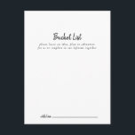 Moderne Karten für die Liste der Hochzeitstorys<br><div class="desc">Diese modernen Eimerkarten sind die ideale Ergänzung für einen rustikalen Hochzeitsempfang oder ein Brautparty. Das einfache und elegante Design zeichnet sich durch klassische und extravagante Schriftzeichen in Schwarz und Weiß aus. Ändern Sie den Wortlaut in Anzug jedes Lebensereignisses. Das Schild der Schaufelliste wird separat verkauft.</div>