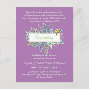 Moderne katholische Hochzeitseinladungen Botanisch Postkarte