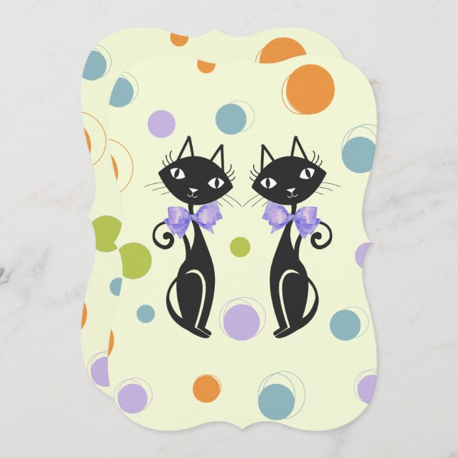 Moderne Katze aus dem Mittelalter Einladung (Vorne/Hinten)