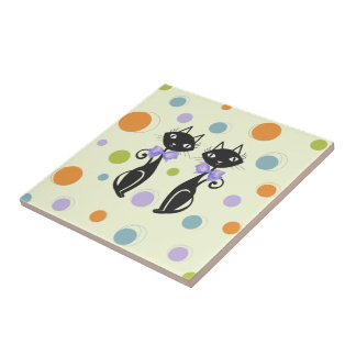 Moderne Katze aus dem Mittelalter Fliese