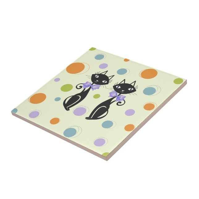 Moderne Katze aus dem Mittelalter Fliese (Seite)