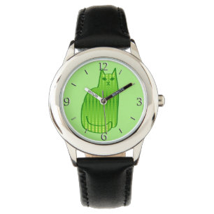 Moderne Katze aus dem Mittelalter, Limon und grün Armbanduhr