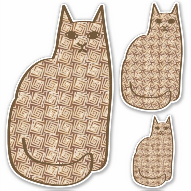 Moderne Katze, Beige und hellbraun aus dem Mittela Aufkleber (Vorderseite)