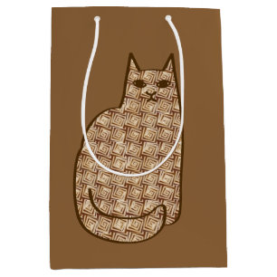 Moderne Katze, Beige und hellbraun aus dem Mittela Mittlere Geschenktüte