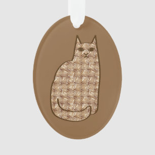 Moderne Katze, Beige und hellbraun aus dem Mittela Ornament