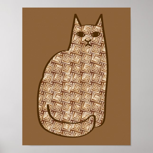 Moderne Katze, Beige und hellbraun aus dem Mittela Poster (Vorne)