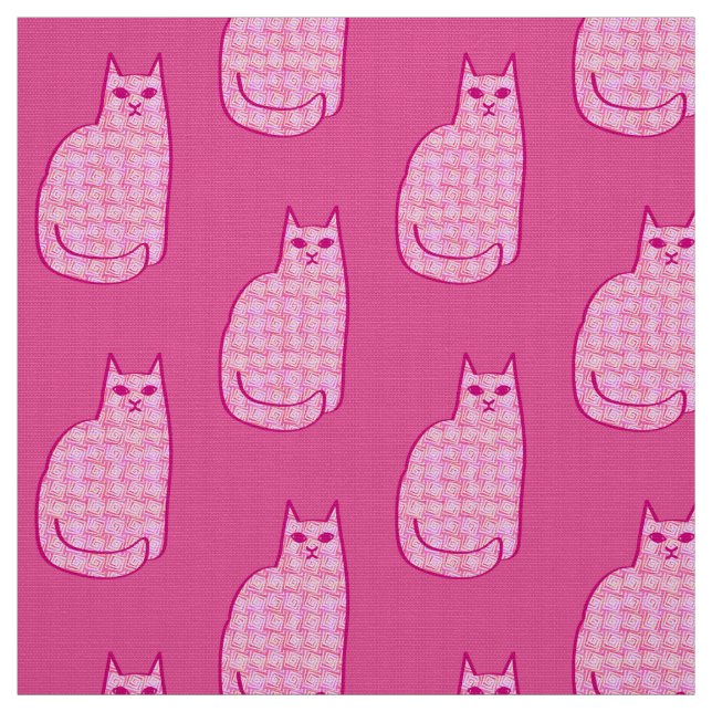 Moderne Katze, Fuchsia und helles Rosa aus dem Mit Stoff (Muster)