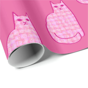 Moderne Katze, Fuchsia und hellrosa aus dem Mittel Geschenkpapier