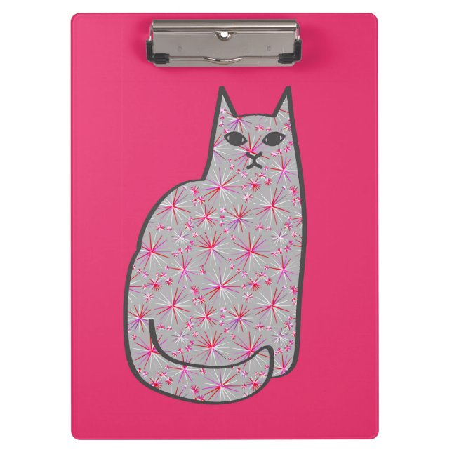 Moderne Katze, Fuchsia und hellrosa aus dem Mittel Klemmbrett (Vorderseite)