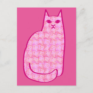 Moderne Katze, Fuchsia und hellrosa aus dem Mittel Postkarte