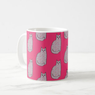 Moderne Katze, Fuchsia und hellrosa aus dem Mittel Tasse