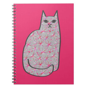 Moderne Katze, grau / grau und rosa, Mitte des Jah Notizblock