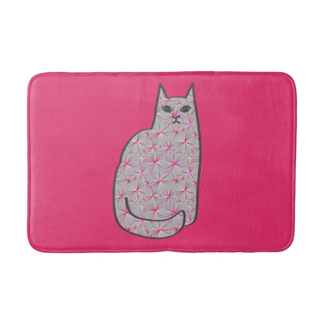 Moderne Katze, Grau und Fuchsienrosa aus dem Mitte Badematte (Vorderseite)