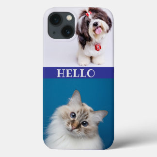 Moderne Katze & Hund lila schick mit Monogramm zur Case-Mate iPhone Hülle