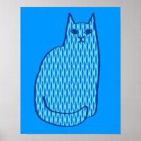 Moderne Katze, Kobalt und hellblau aus dem Mittela