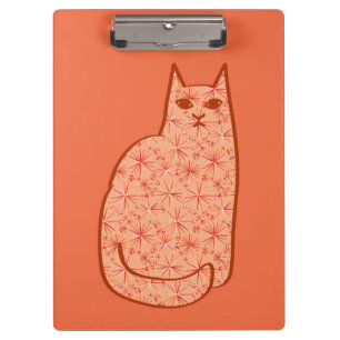 Moderne Katze, Korallenorange und Weiß des Mittelj Klemmbrett