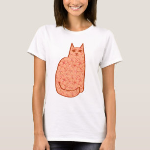 Moderne Katze, Korallenorange und Weiß des Mittelj T-Shirt