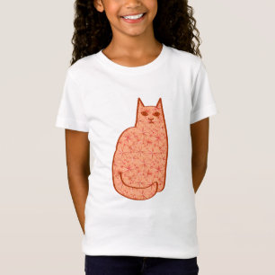 Moderne Katze, Korallenorange und Weiß des Mittelj T-Shirt