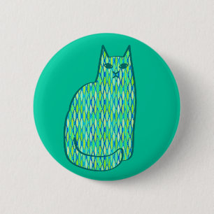 Moderne Katze, Minze und Limette Button