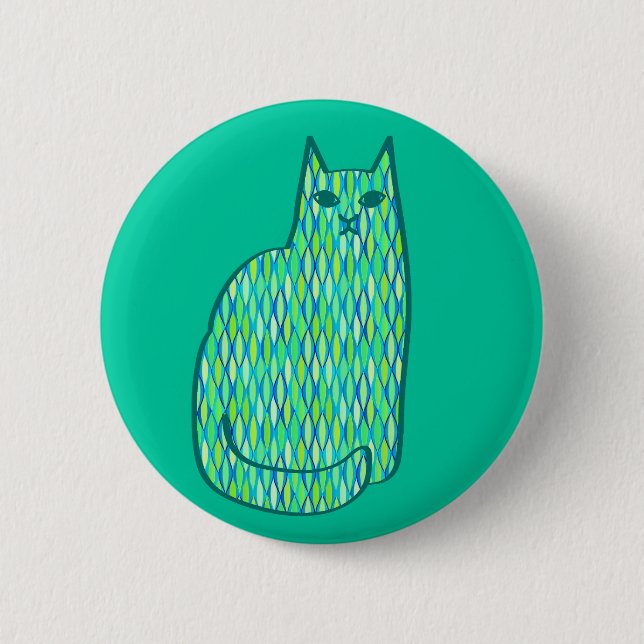 Moderne Katze, Minze und Limette Button (Vorderseite)